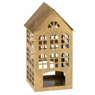 Bougeoir J-line maison doré 32 cm | 3 pièces