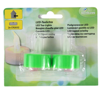 Deco Heitmann Bougie chauffe-plat LED à piles vert 4,5 cm 2 pièces | 20 pièces