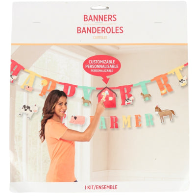 Amscan guirlande de lettres joyeux anniversaire ferme 300 cm | 12 pièces
