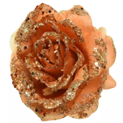 Rose Everlands sur clip orange 14,5 cm | 48 pièces