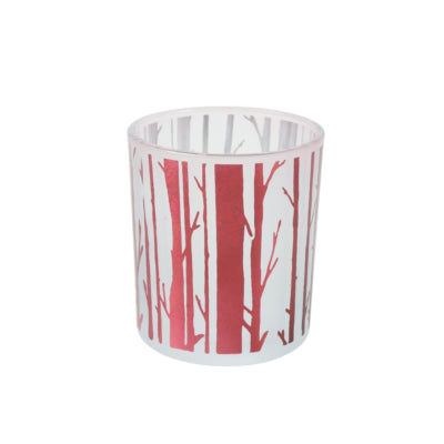 Photophore Countryfield bouleau rouge métallisé 8 cm | 24 pièces