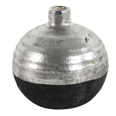 Countryfield vase terri rond l noir couleur argent 17 cm | 6 pièces
