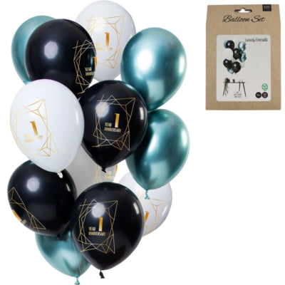 Folat ballons luxe émeraude anniversaire 1 an 30 cm lot de 12 | 24 pièces