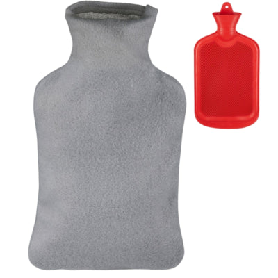 Bouillotte Relaxdays avec housse rouge gris 2 l | 6 pièces