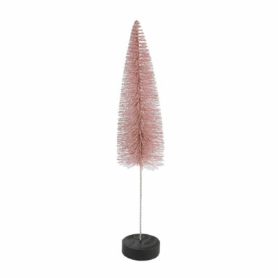 Sapin de Noël Countryfield sur socle pailleté vieux rose 30 cm | 12 pièces