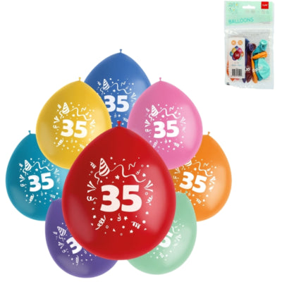 Folat ballons party pop numéro 35 mélange de couleurs 23 cm 8 pièces | 24 pièces