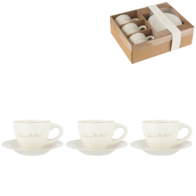 Tasse à expresso J-line avec soucoupe 15 cm lot de 6 | 4 pièces