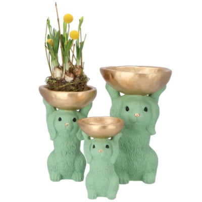Bol en bois courbé Daan lapin vert 28 cm | 4 pièces