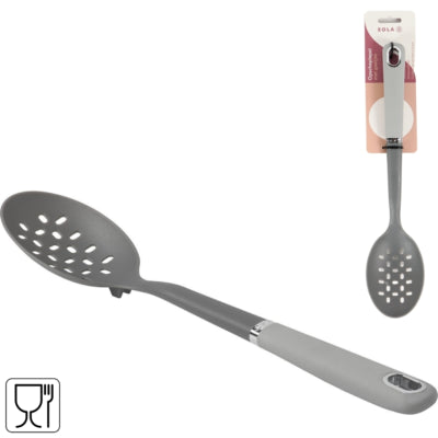 Cuillère de service Sola perforée gris 33 cm | 48 pièces