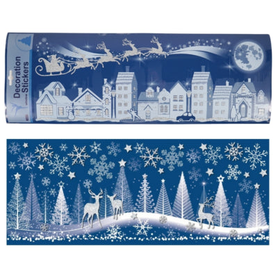 Autocollant pour fenêtre Village de Noël 53 cm 2 assortis | 48 pièces