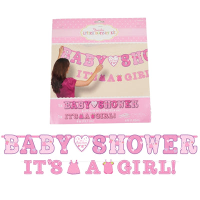Guirlande de lettres baby shower c'est une fille rose ensemble de 2 | 24 pièces