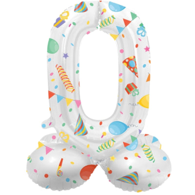 Folat ballon en aluminium debout 0 fête joyeuse 41 cm | 20 pièces