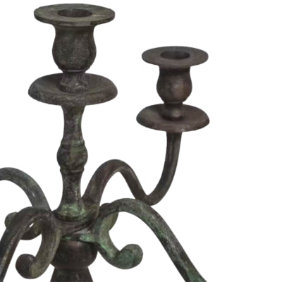 Bougeoir classique en aluminium aspect antique 78 cm | 4 pièces