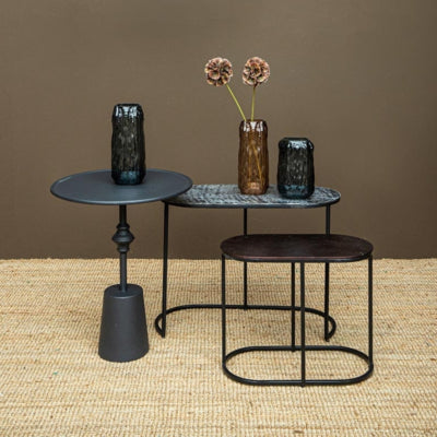 Ptmd table d'appoint dinja métal noir 60 cm | 2 pièces