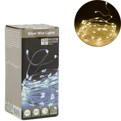 Guirlande lumineuse 120 LED prise UE blanche 12 mètres | 15 pièces