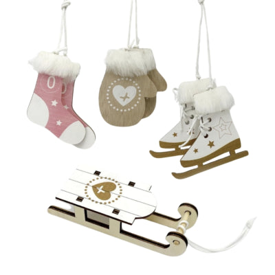 Deco Heitmann Suspension de Noël bois rose beige 10 cm lot de 6 | 12 pièces