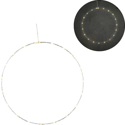 Cercle avec éclairage LED argenté sur batterie 50 cm | 30 pièces