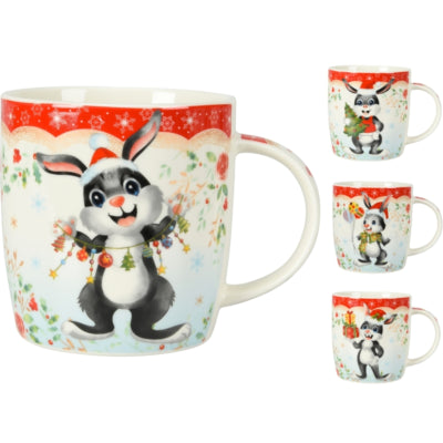 Mug Lapin de Noël 370 ml 4 assortis | 12 pièces