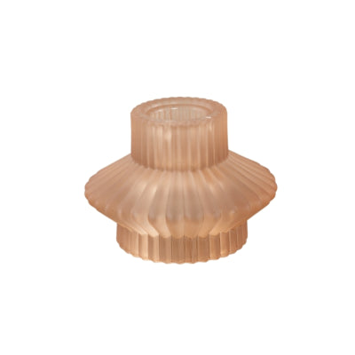 Ptmd bougeoir tyve duo verre dépoli beige 7 cm | 12 pièces