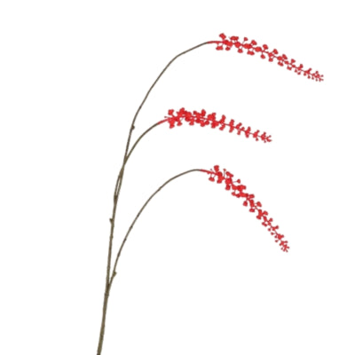 Daan branche artificielle en bois courbé grappe de baies rouge 94 cm | 6 pièces