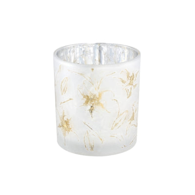 Ptmd photophore aolani fleur verre blanc s 8 cm | 12 pièces
