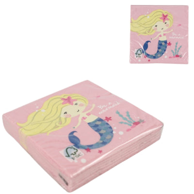 Amscan serviettes be a mermaid 25 x 25 cm 3 couches rose 20 pièces | 24 pièces