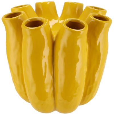 Daan vase en bois courbé tube luna jaune 30 cm | 2 pièces