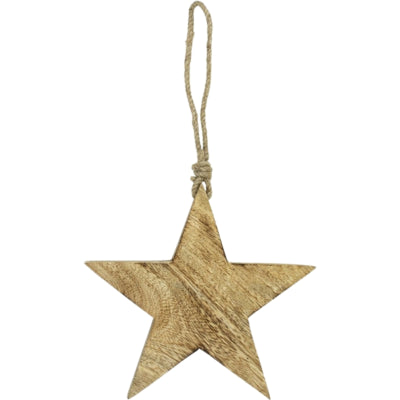 Pendentif étoile en bois de manguier 19 cm | 48 pièces
