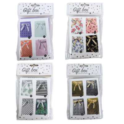Emballage cadeau 4 pièces avec nœud pailleté 14 cm 4 assortis | 24 pièces