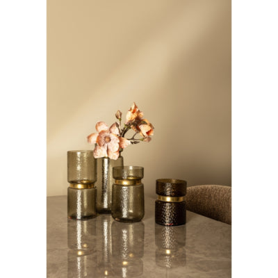 Ptmd vase quilio en forme de verre marron 30 cm | 2 pièces