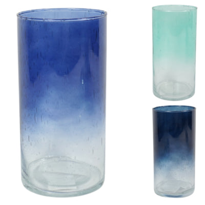Vase avec verre dégradé bleu 20 cm 3 assortis | 12 pièces