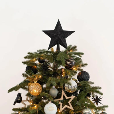 Peak Étoile de Noël pailletée noir 23 cm | 24 pièces