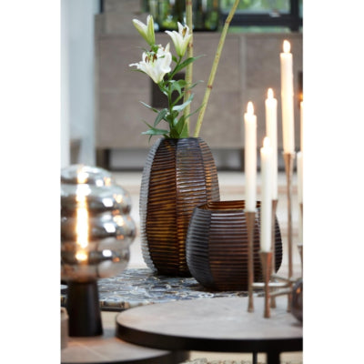 Vase lumineux vivant maeva marron 35 cm | 2 pièces