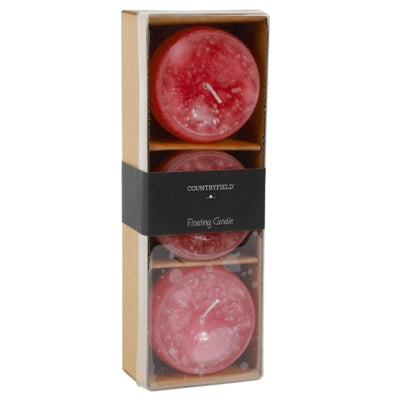 Countryfield bougie flottante bollie rouge 7 cm lot de 3 | 12 pièces