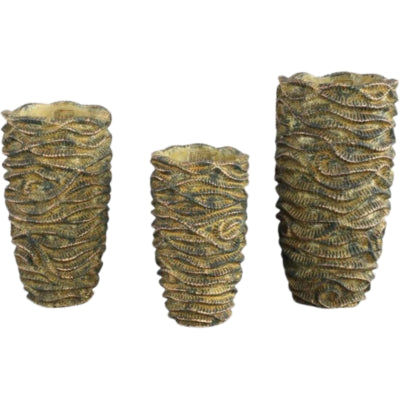 Ptmd pot de fleur vagues marron haut s 27 cm | 6 pièces