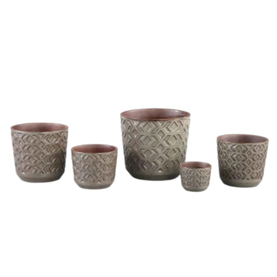 Pot de fleur Ptmd pella s marron 10 cm | 12 pièces