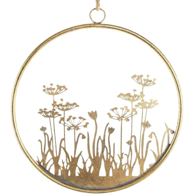 Décoration murale fleurs anneau métal doré 41 cm | 12 pièces