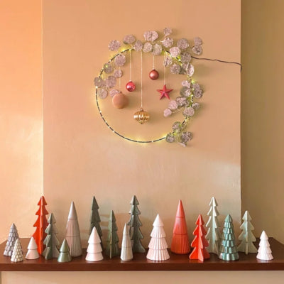 Sculpture Sapin de Noël terre 21 cm | 12 pièces