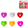 Photophore coeur LED sur pile multicolore lot de 6 | 12 pièces