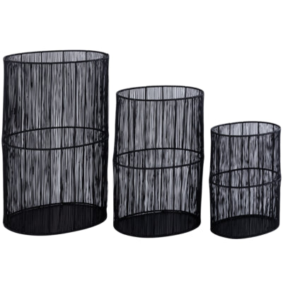 Ptmd lanterne javi métal noir 50 cm lot de 3 | 2 pièces