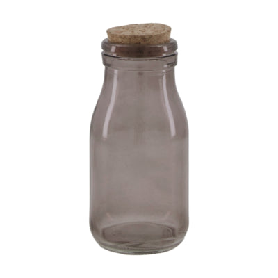 Bouteille avec liège verre fumé gris 12,5 cm | 48 pièces