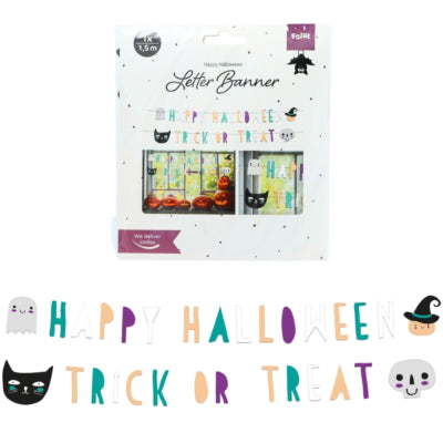 Folat guirlande de lettres joyeux halloween 1,5 m lot de 2 | 24 pièces