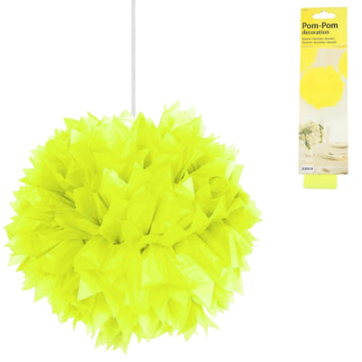 Folat pompon papier jaune fluo 30 cm | 24 pièces