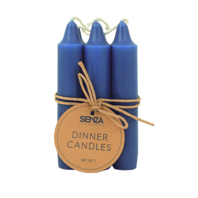 Bougies de table Senza bleues 2,2 x 10 cm lot de 7 | 36 pièces