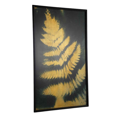 Panneau mural loro feuille de fougère vert doré 100 cm | 2 pièces