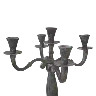 Bougeoir classique en aluminium aspect antique 40 cm | 2 pièces