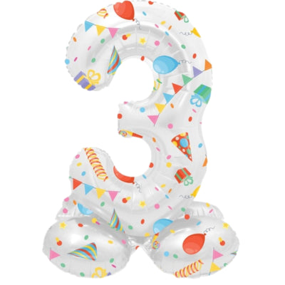 Folat ballon en aluminium debout 3 fête joyeuse 41 cm | 20 pièces