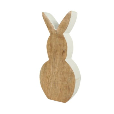 Figurine lièvre en bois blanc 23 cm | 18 pièces