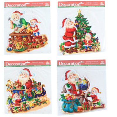 Autocollants pour fenêtres Père Noël 30 cm 4 assortis | 96 pièces
