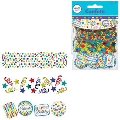 Amscan mélange de confettis joyeux anniversaire 34 gr. | 24 pièces